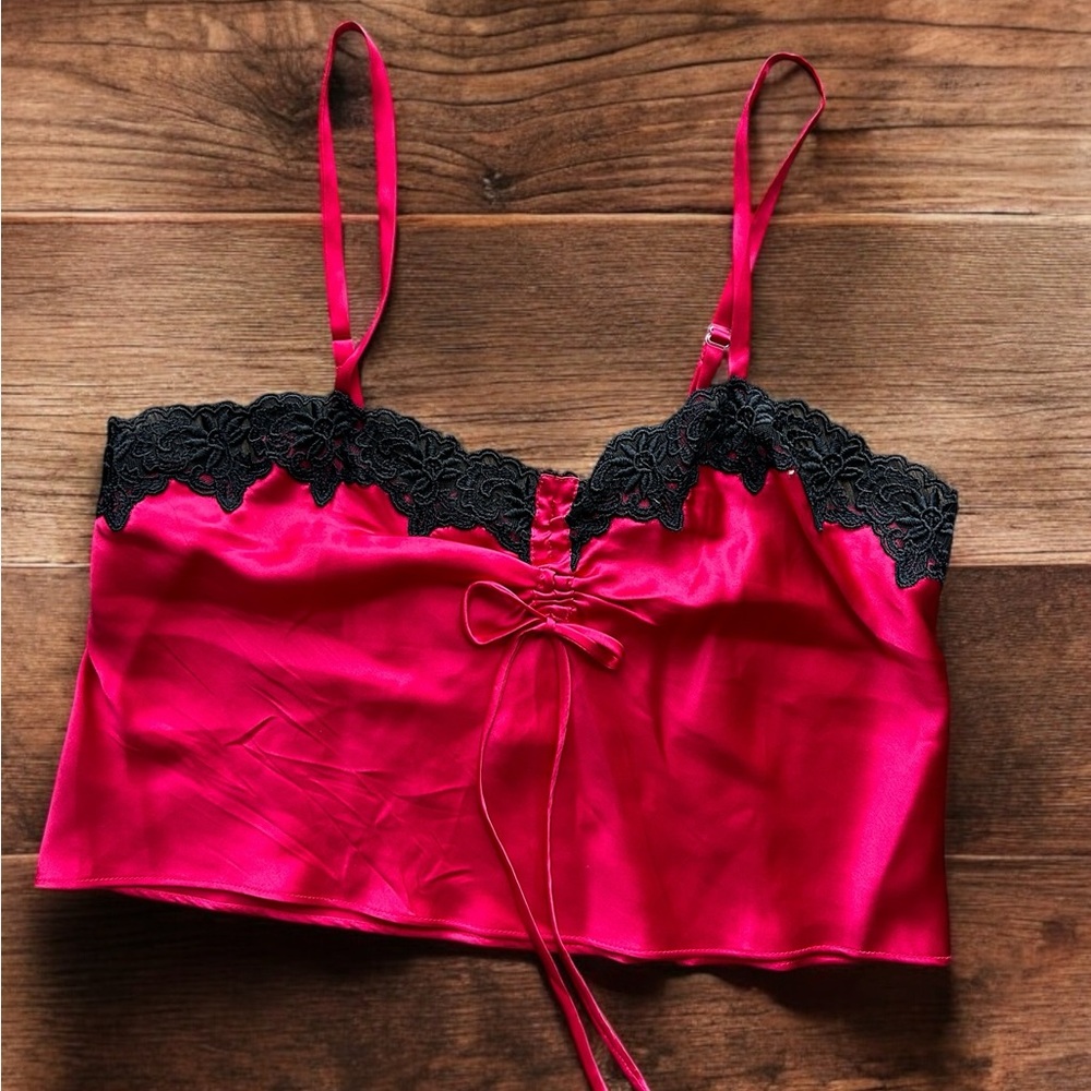 Vintage Victoria's Secret Red Silk Lace Cami